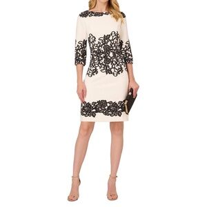 Adrianna Papell Elegant Black and White Lace Design Dress (See Description)